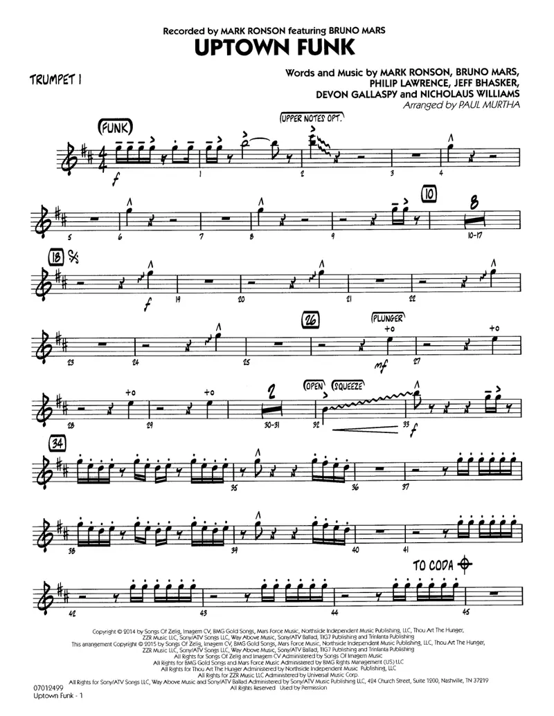 Uptown Funk score preview