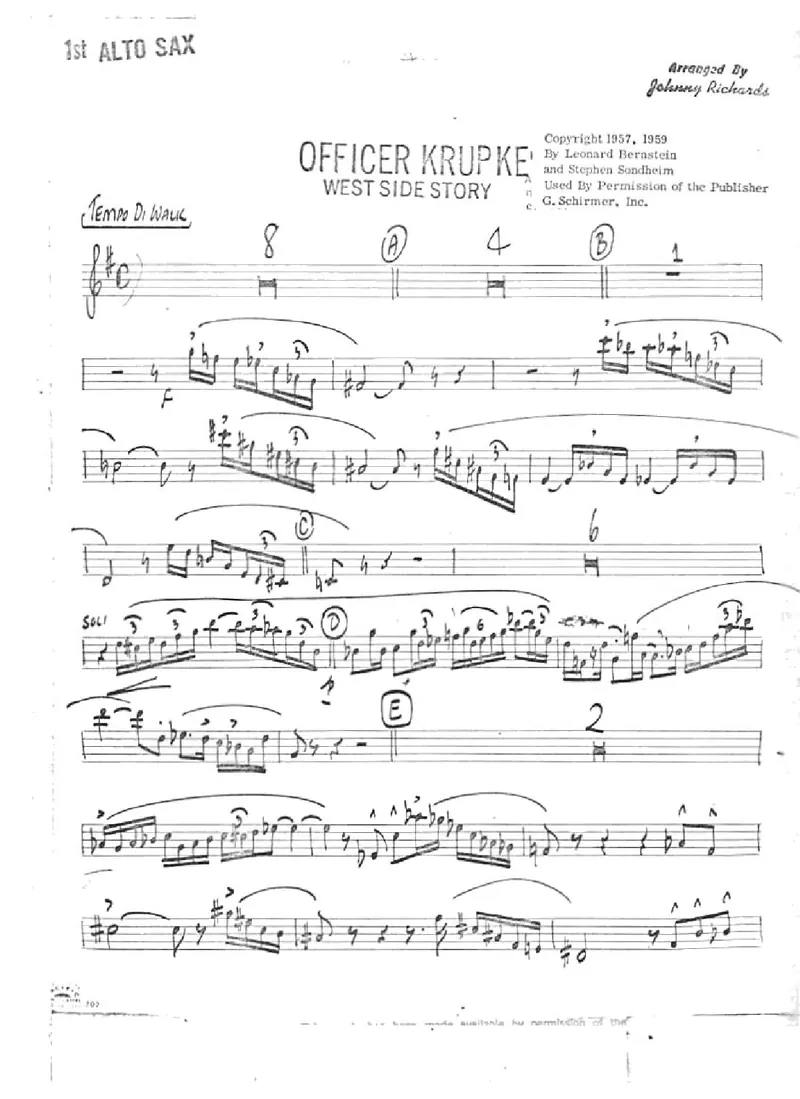Officer Krupke score preview