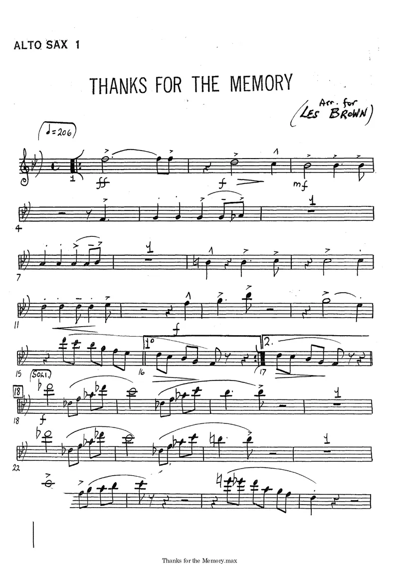 Thanks For The Memory score preview