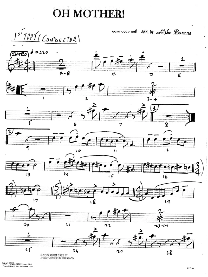Oh Mother score preview