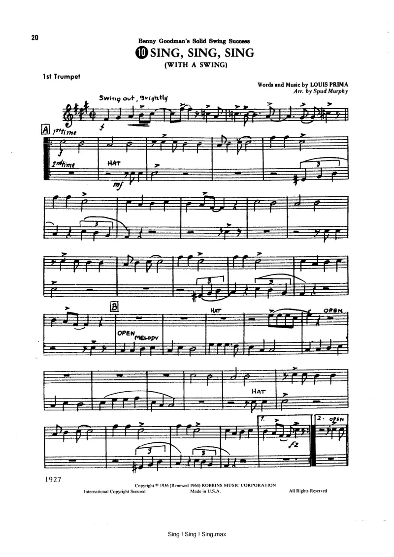 Sing Sing Sing score preview