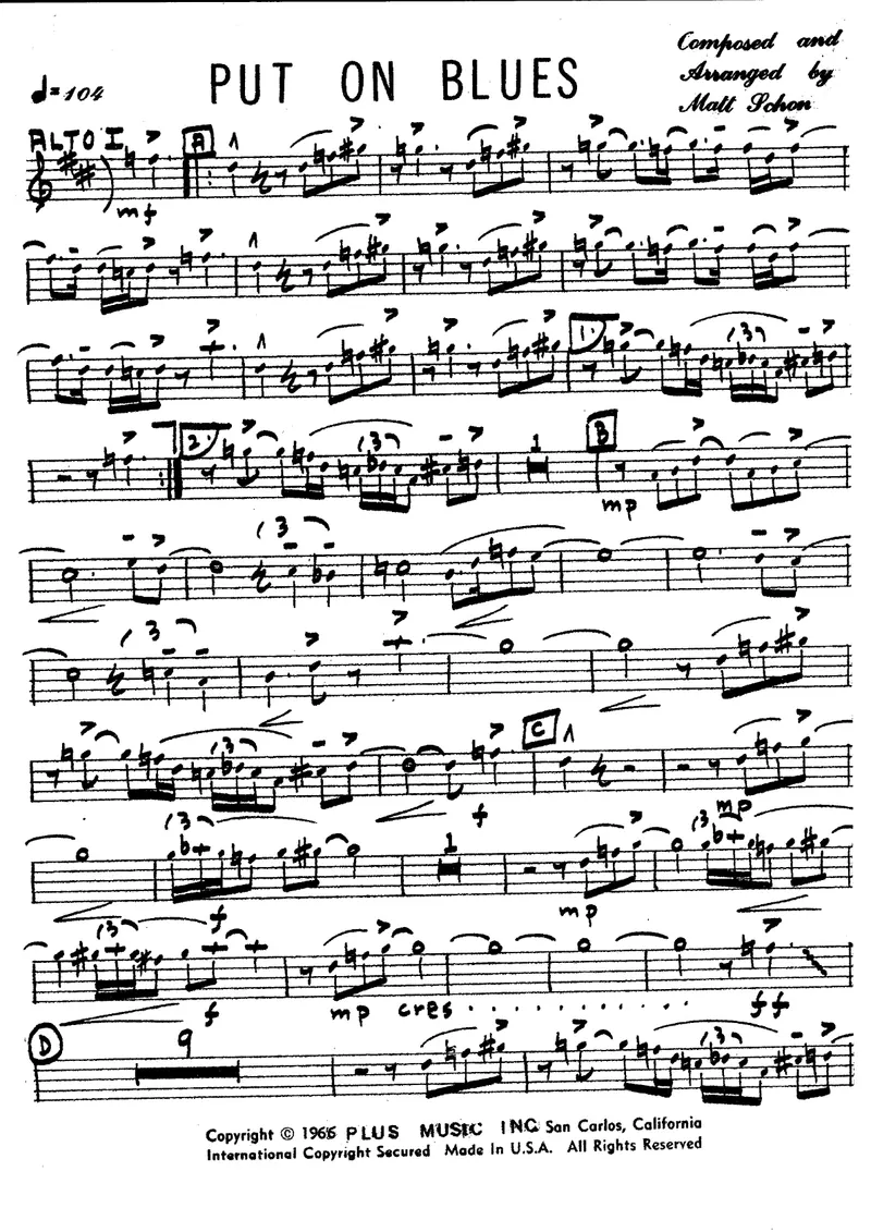 Put On Blues (Matt Johon) score preview
