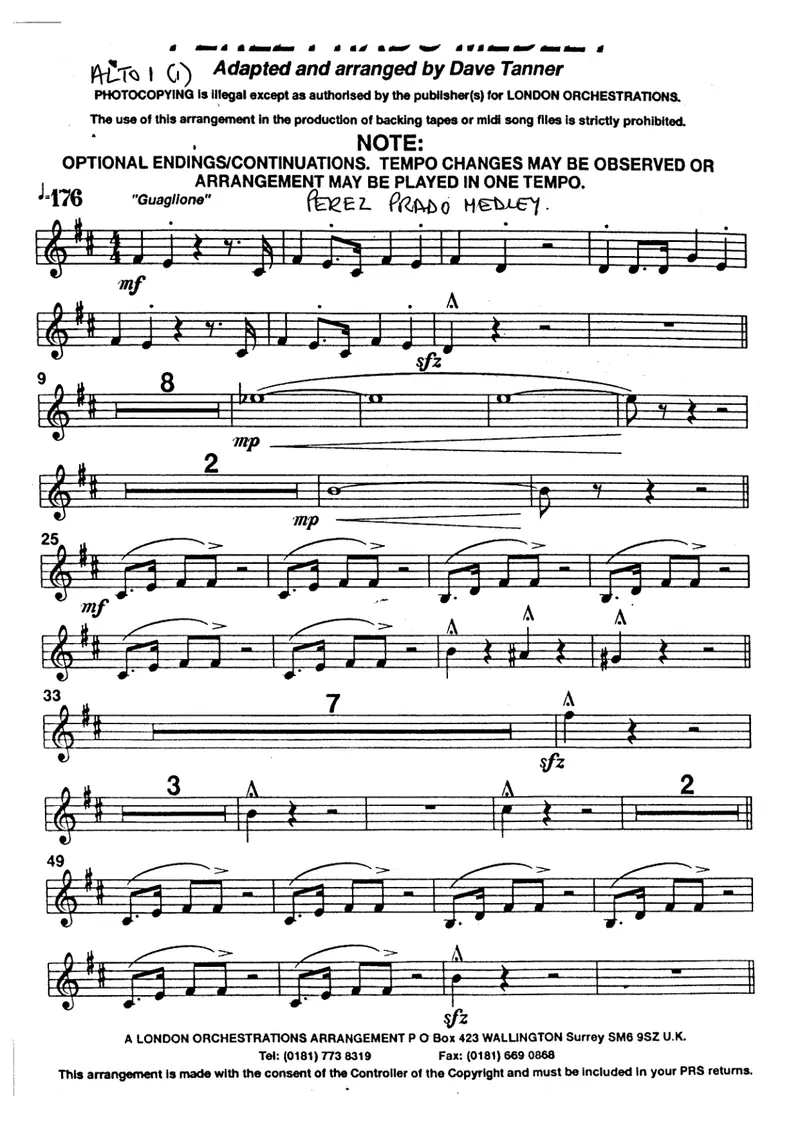 Perez Prado Medley score preview