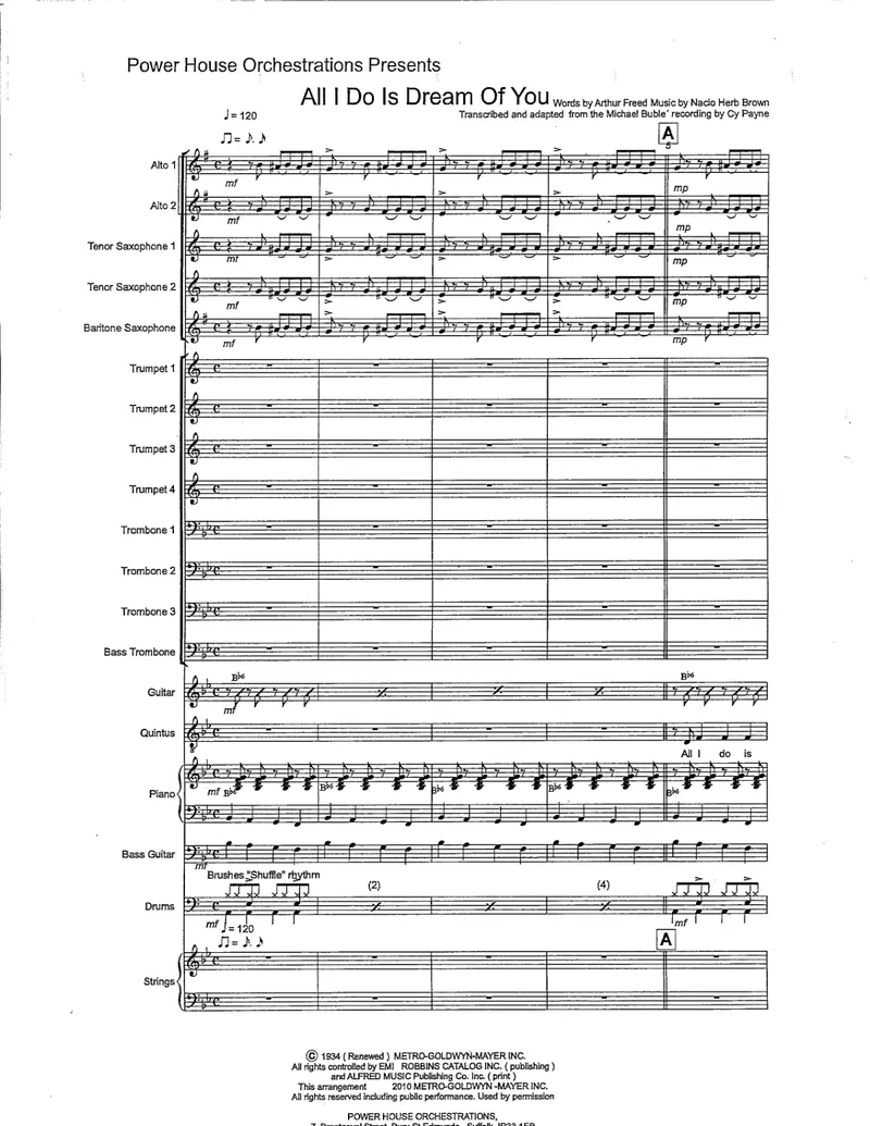 All I Do Is Dream Of You score preview