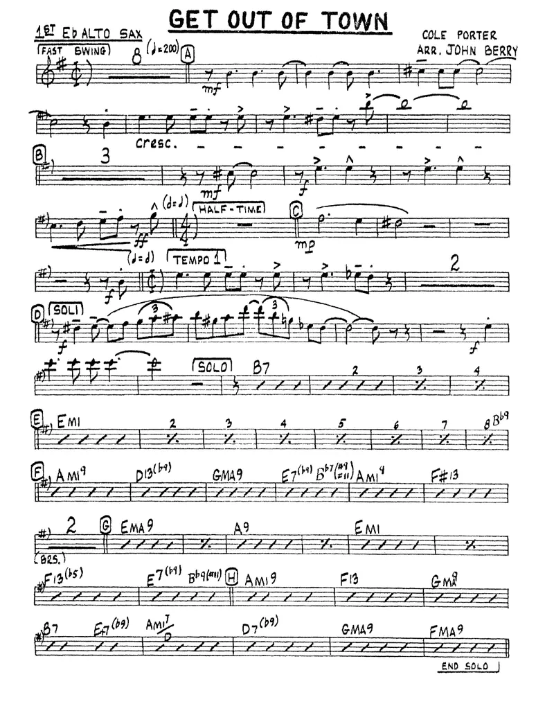 Get Out Of Town score preview