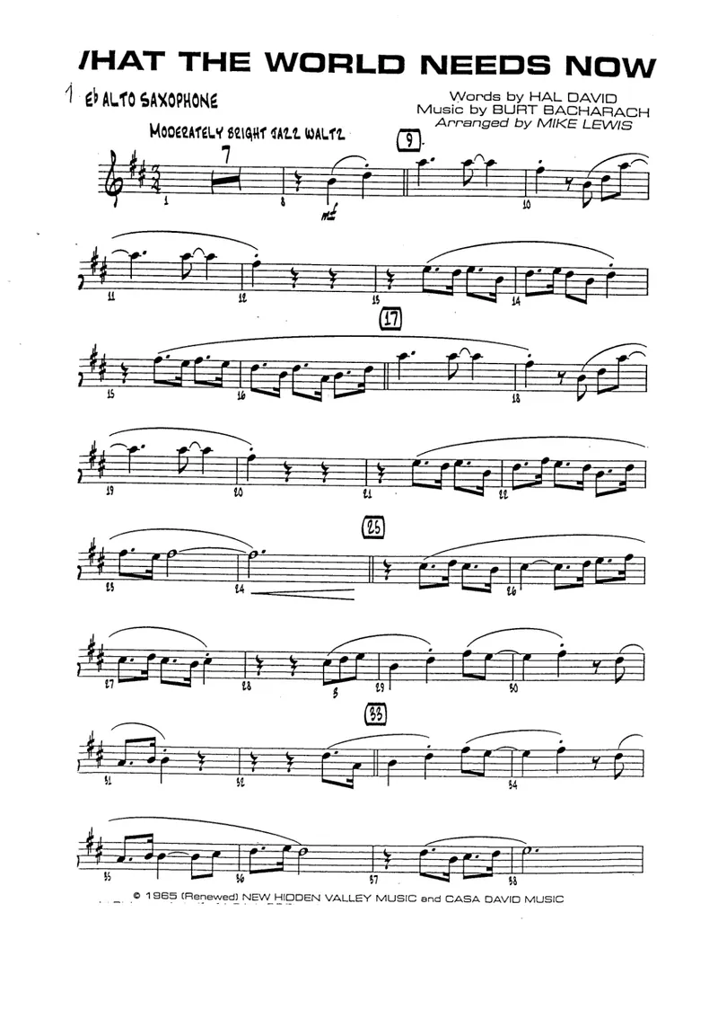 What The World Needs Now score preview