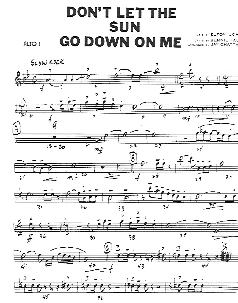 Don't Let The Sun Go Down On Me score preview