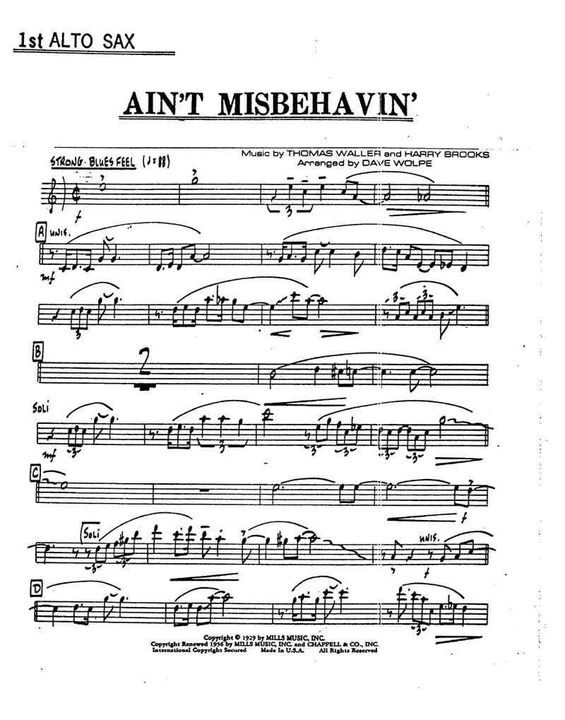 Ain't Misbehavin' score preview