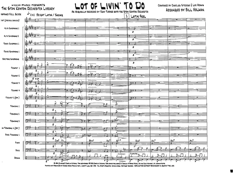 A Lot Of Livin' To Do score preview