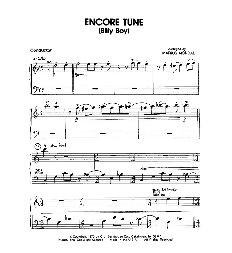 Encore Tune (Billy Boy) score preview