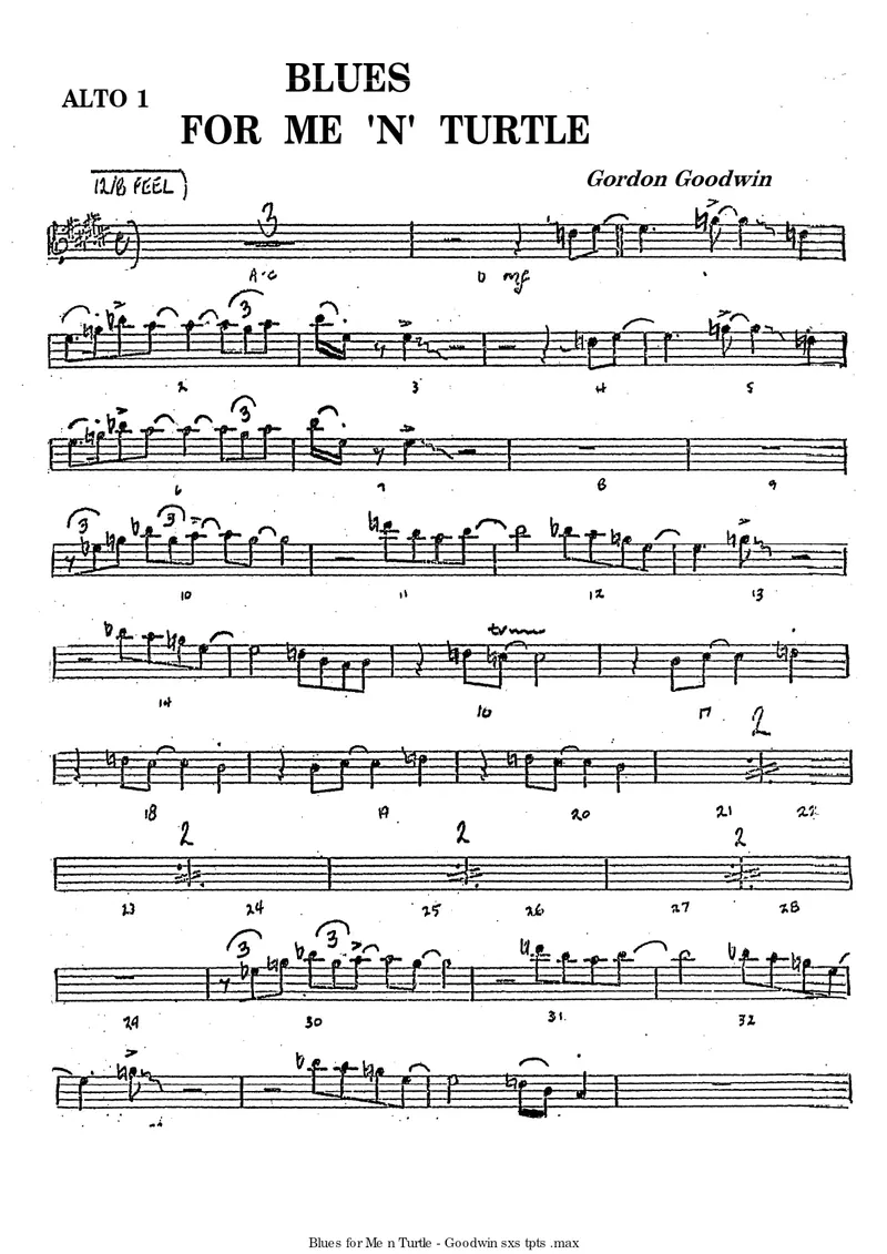 Blues For Me N Turtle score preview