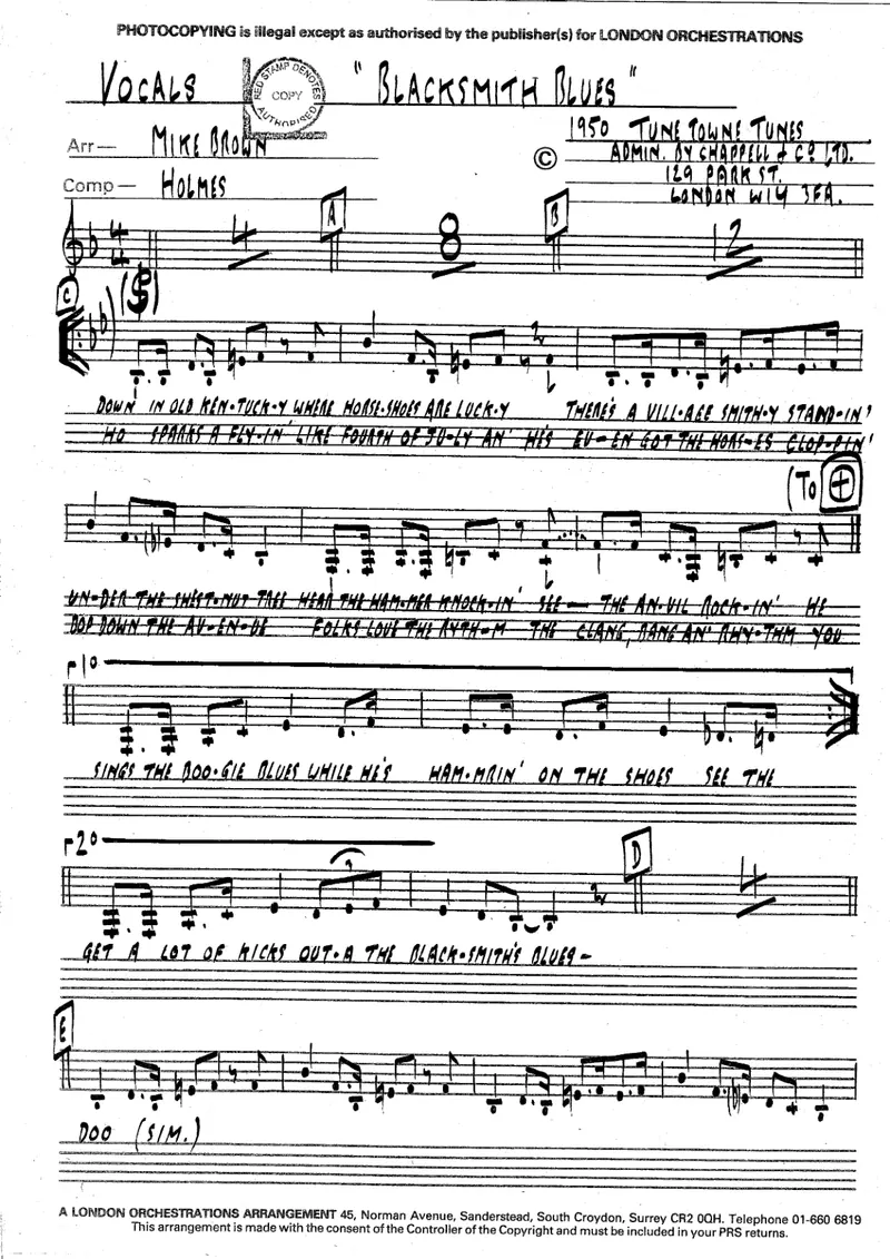 Blacksmith Blues score preview
