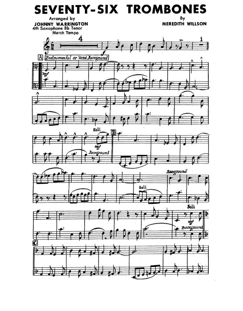 Seventy-Six Trombones score preview