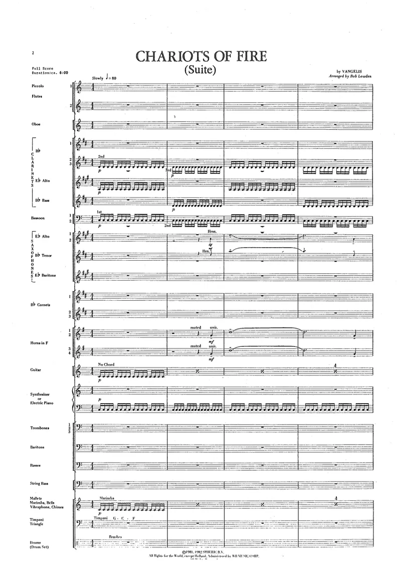 Chariots Of Fire Suite (Bob Lowden) score preview