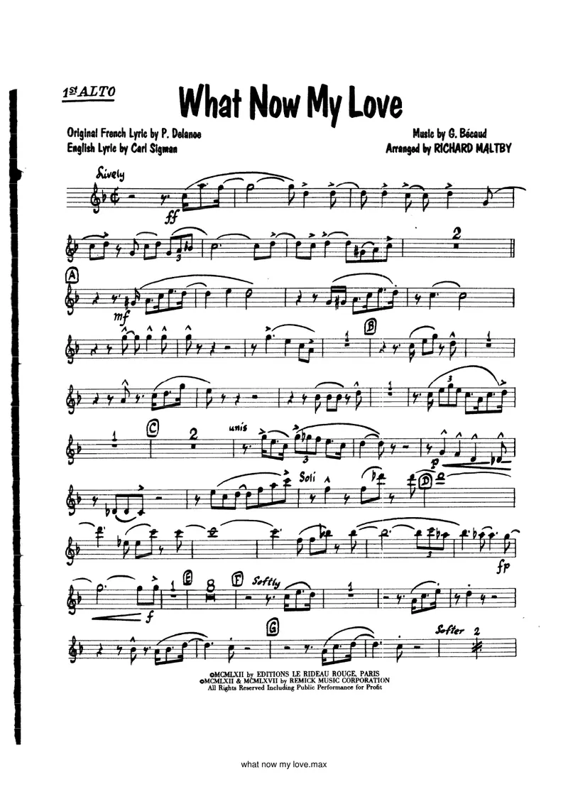 What Now My Love score preview