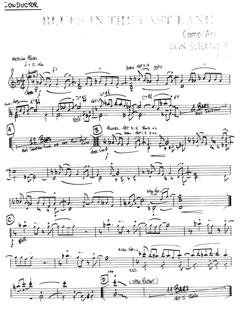 Blues In The Fast Lane score preview