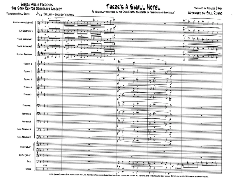There's A Small Hotel score preview