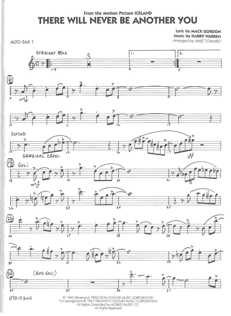 There Will Never Be Another You score preview