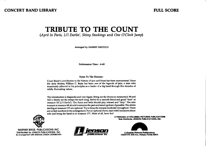 Tribute To The Count score preview