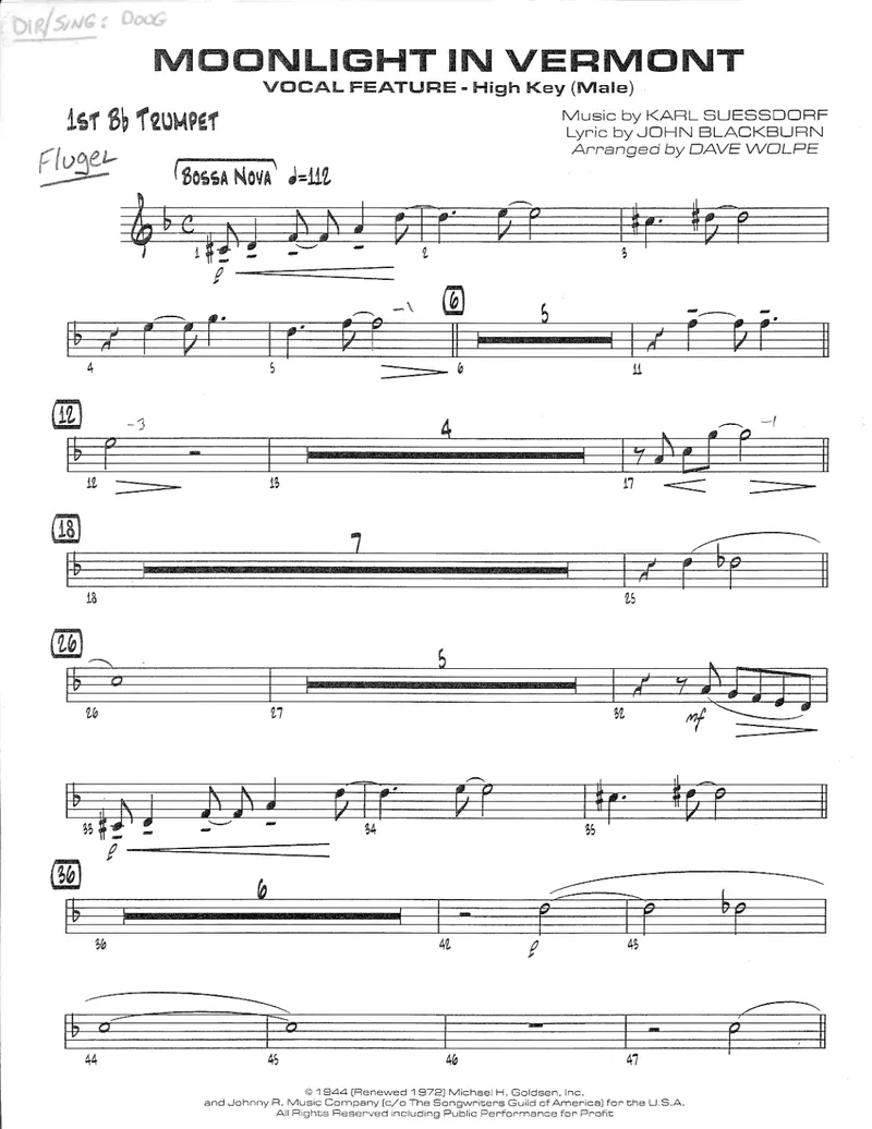 Moonlight In Vermont score preview
