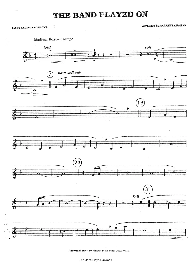 The Band Played On score preview