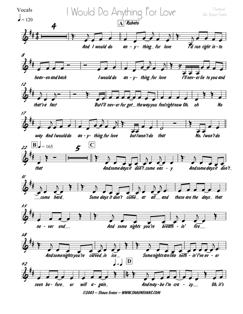 I'd Do Anything For Love - 3 horns + Rhythm score preview