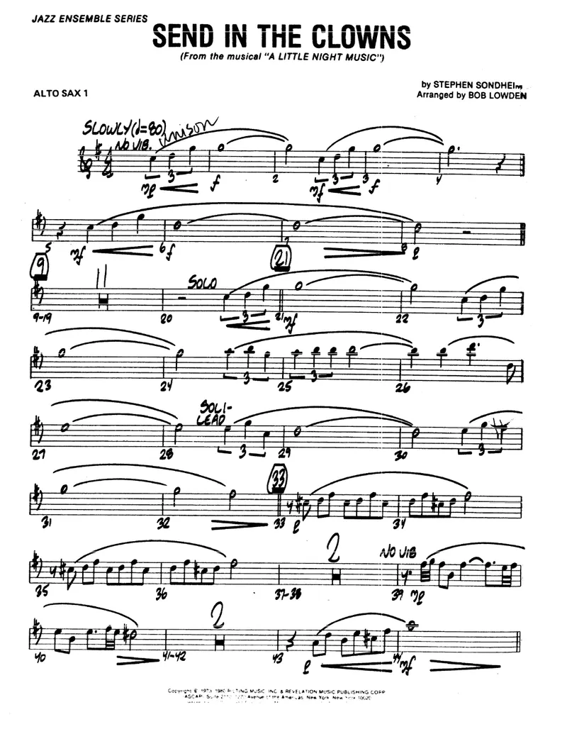 Send In The Clowns score preview