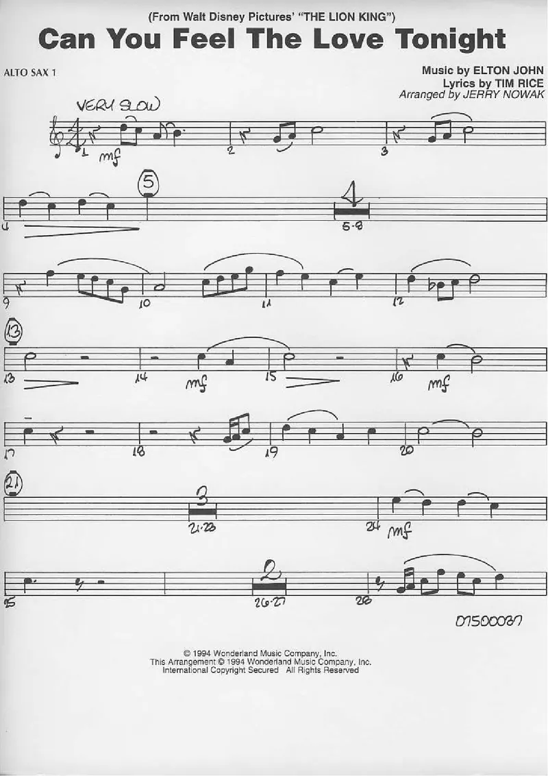 Can You Feel The Love Tonight score preview