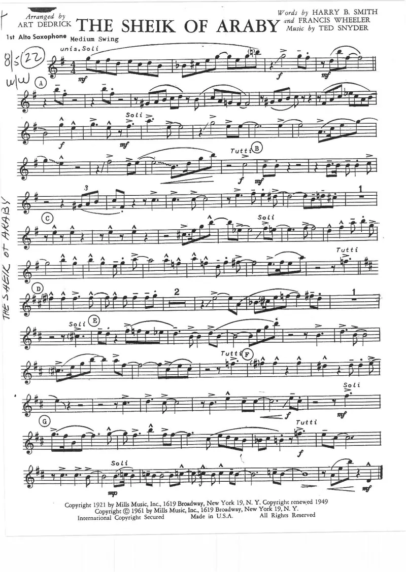 The Shiek Of Araby score preview