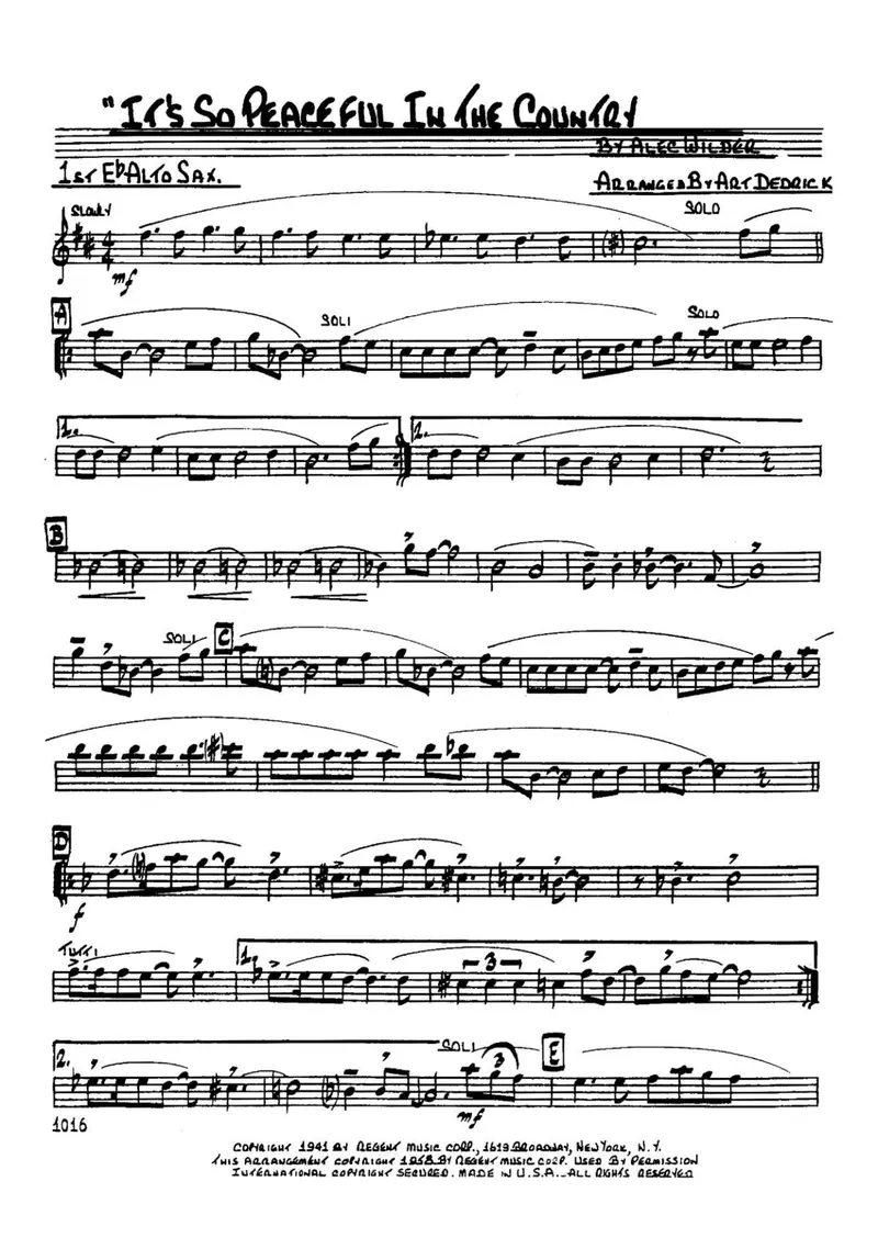 It's So Peaceful In The Country score preview
