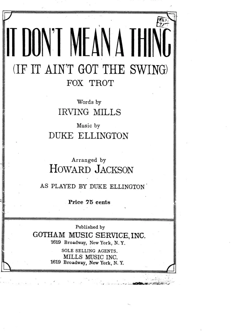 It Don't Mean A Thing score preview