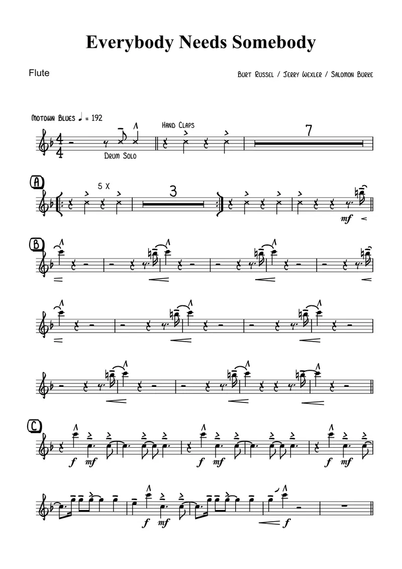 Everybody Needs Somebody (Blues Brothers) score preview