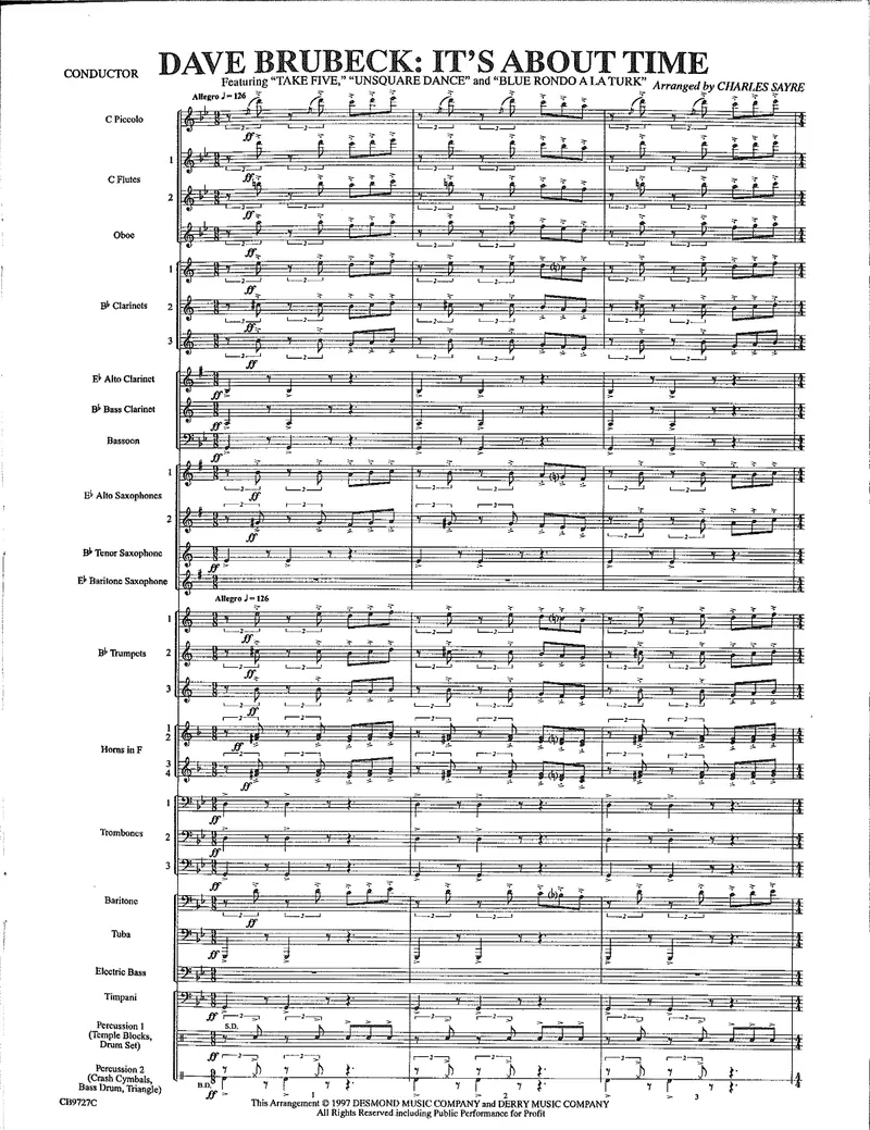 Dave Brubeck It's About Time score preview