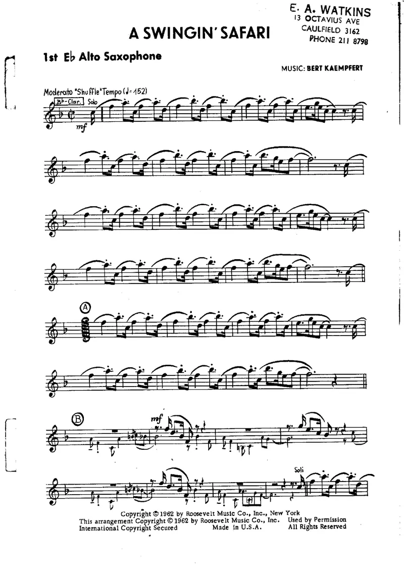 A Swingin Safari [B.Kaempfert] score preview