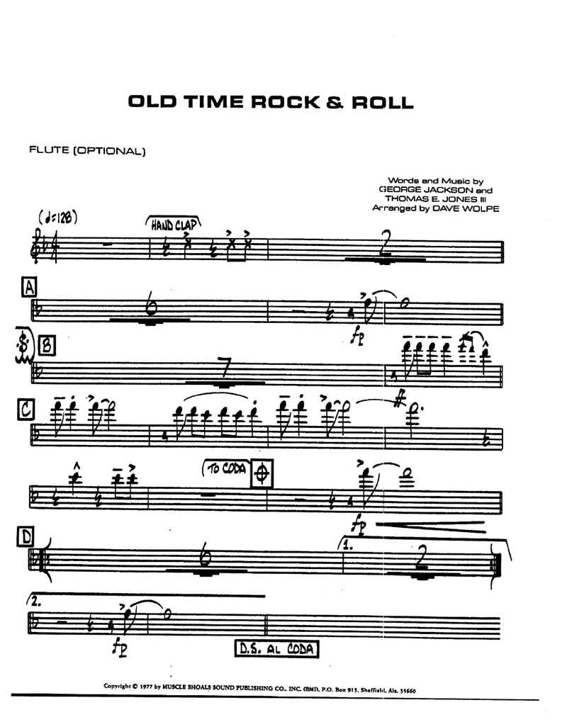 Old Time Rock And Roll score preview