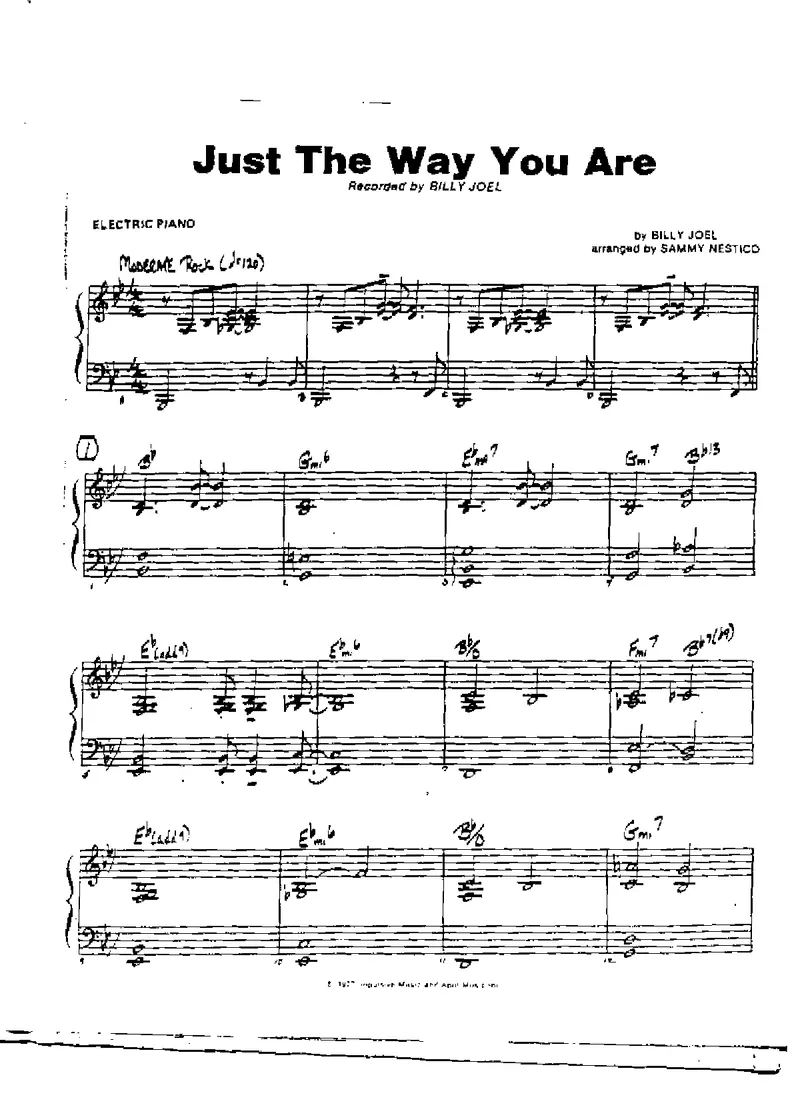 Just The Way You Are score preview
