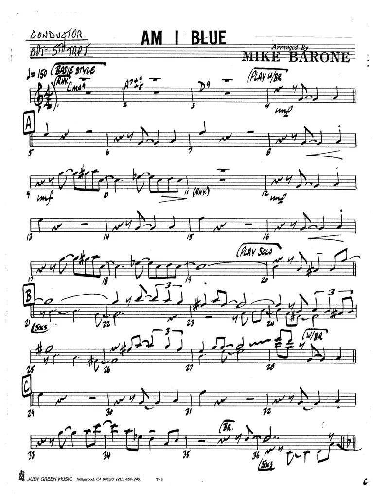 Am I Blue score preview