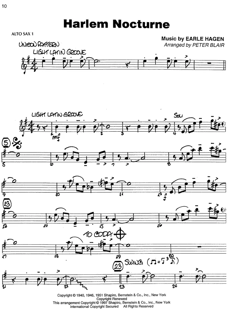 Harlem Nocturne score preview
