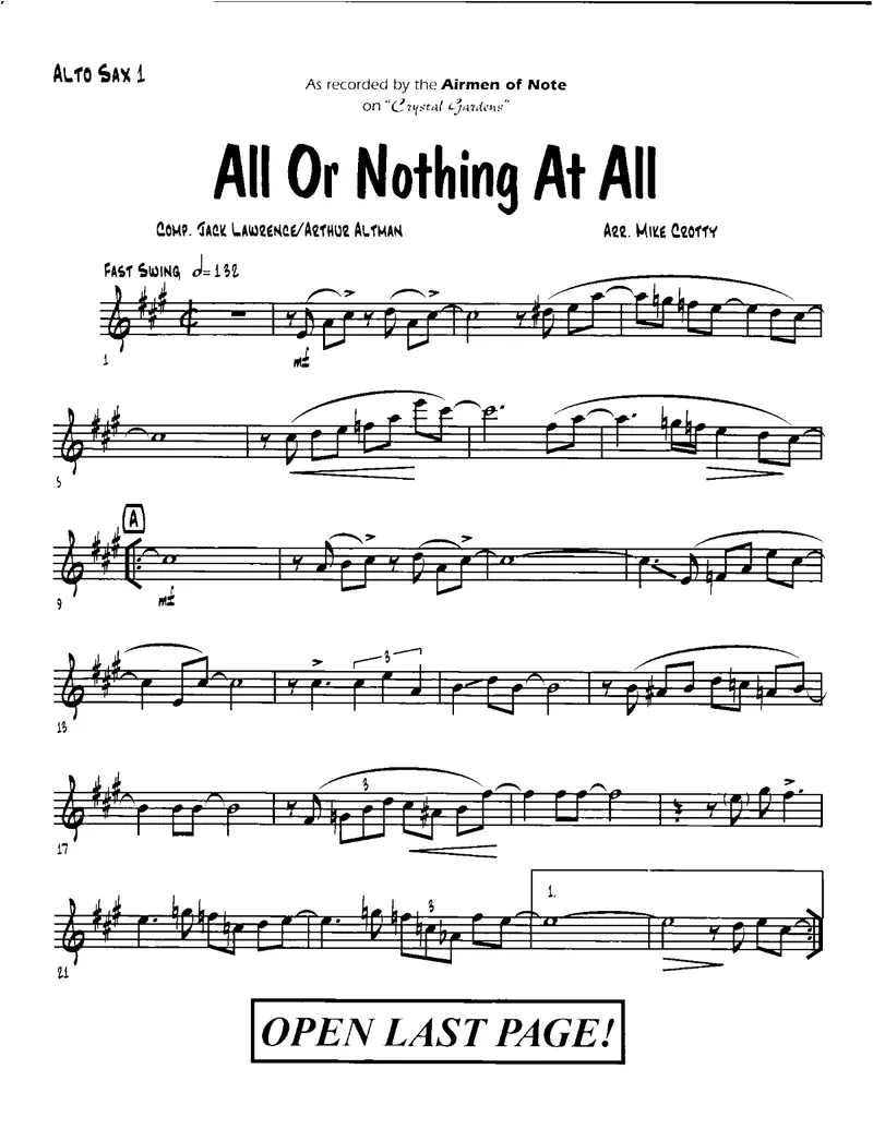 All Or Nothing At All score preview