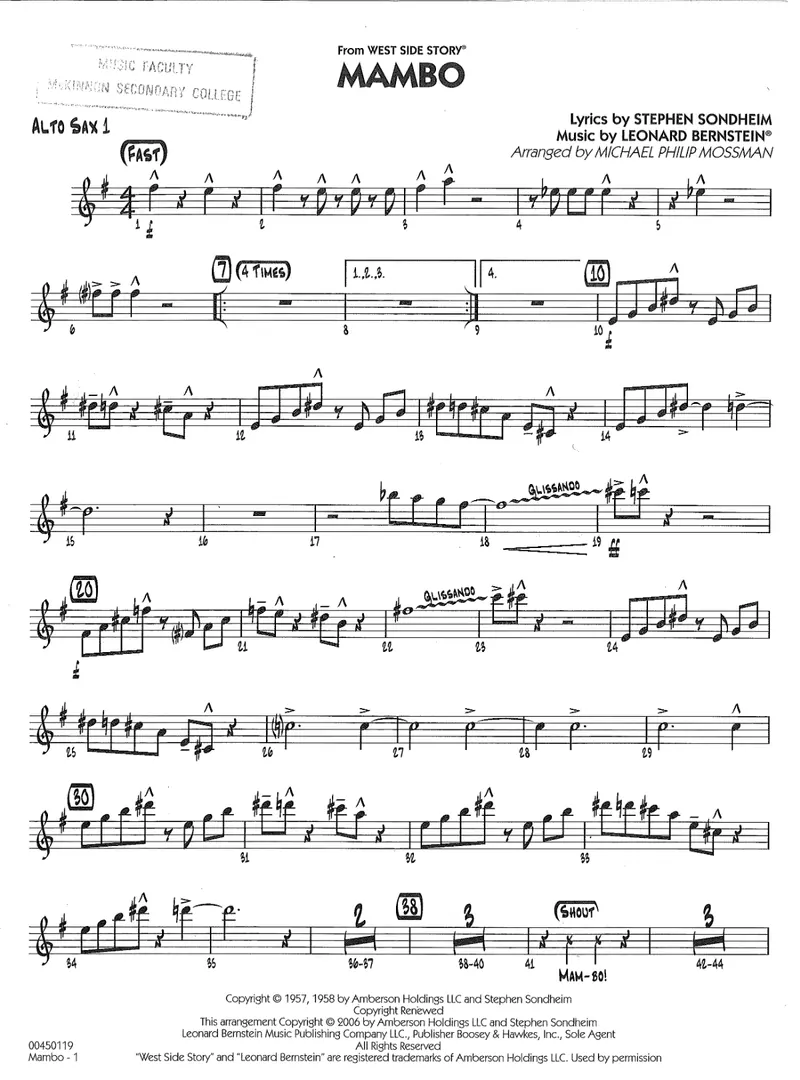 Mambo From West Side Story score preview