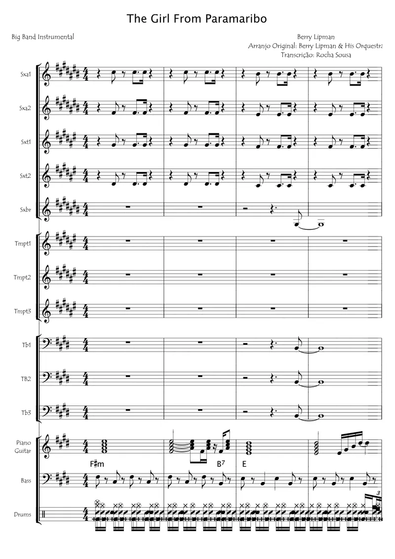 The Girl From Paramaribo score preview