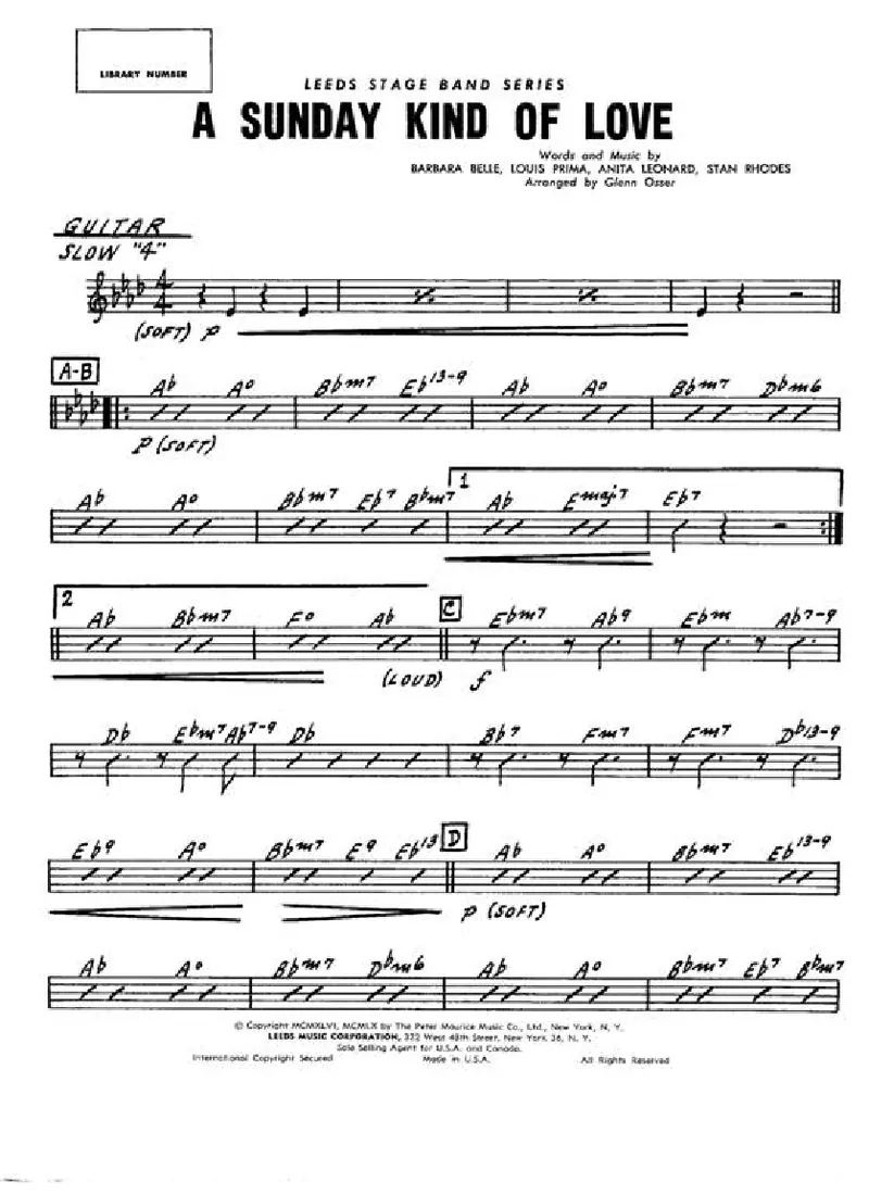A Sunday Kind Of Love score preview
