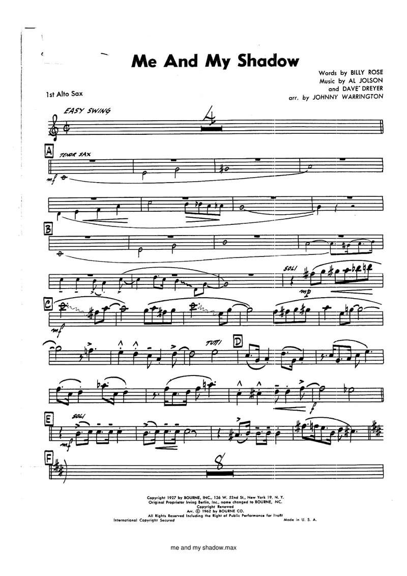 Me And My Shadow score preview