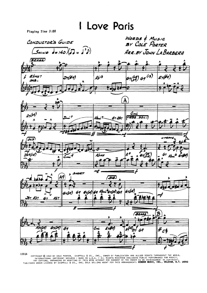 I Love Paris score preview