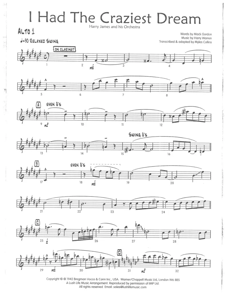 I Had The Craziest Dream score preview