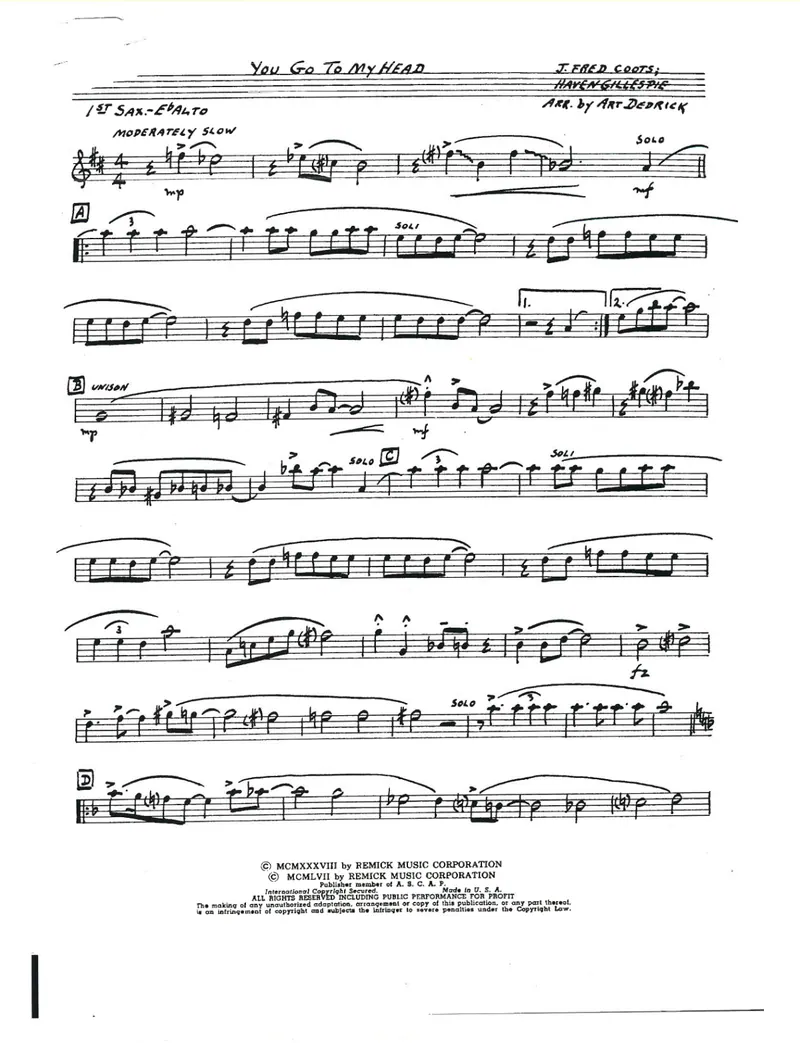 You Go To My Head score preview