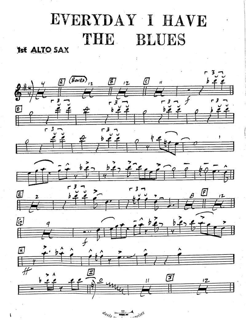 Everyday I Have The Blues score preview