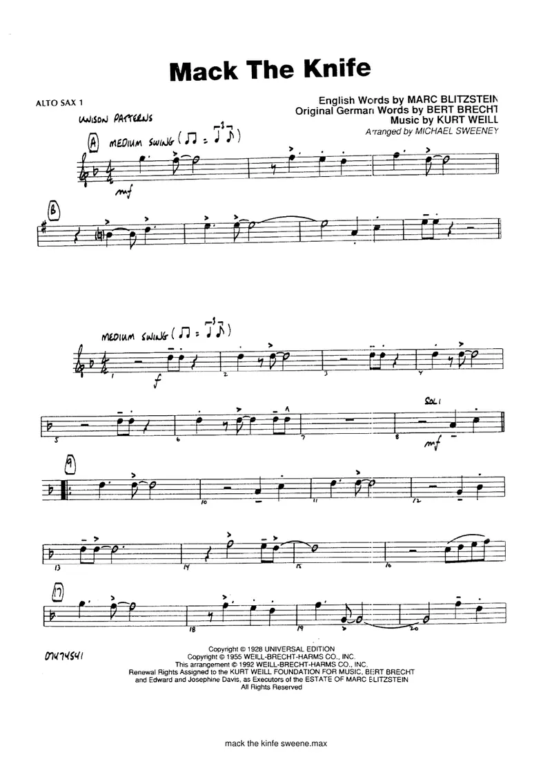 Mack The Kinfe score preview