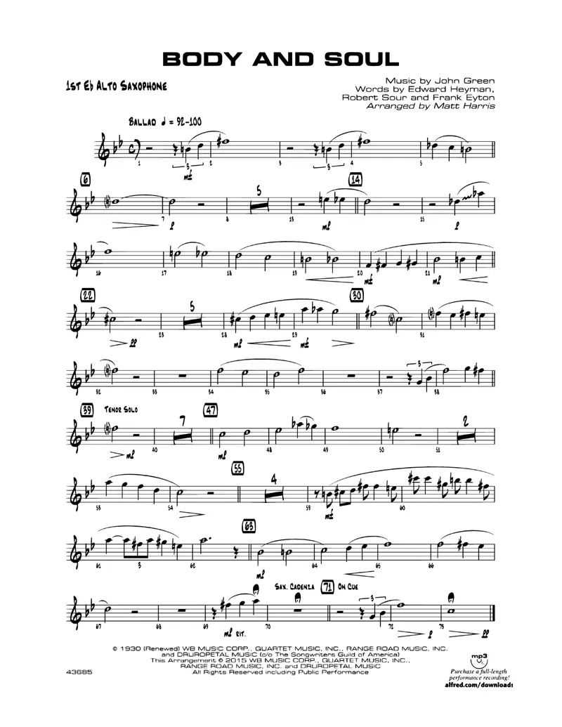 Body And Soul score preview