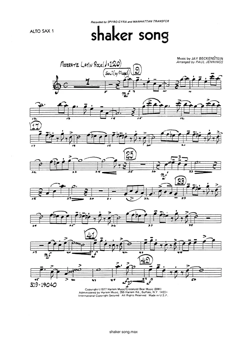 Shaker Song score preview